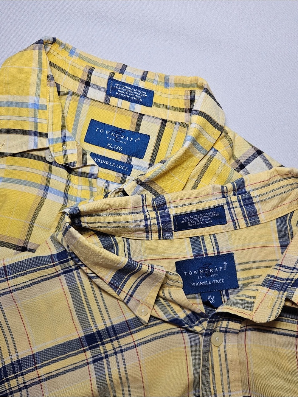 Towncraft Wrinkle Free Mens Plaid Short Sleeve Button Down Shirts XL Lot of 2